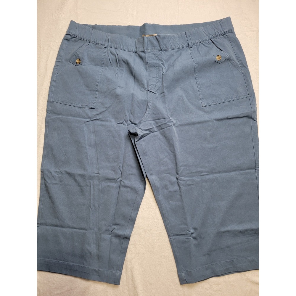 NWT AnyBody Cropped Pants Women 3XP Blue Capri Stretch Patch Pocket Comfort